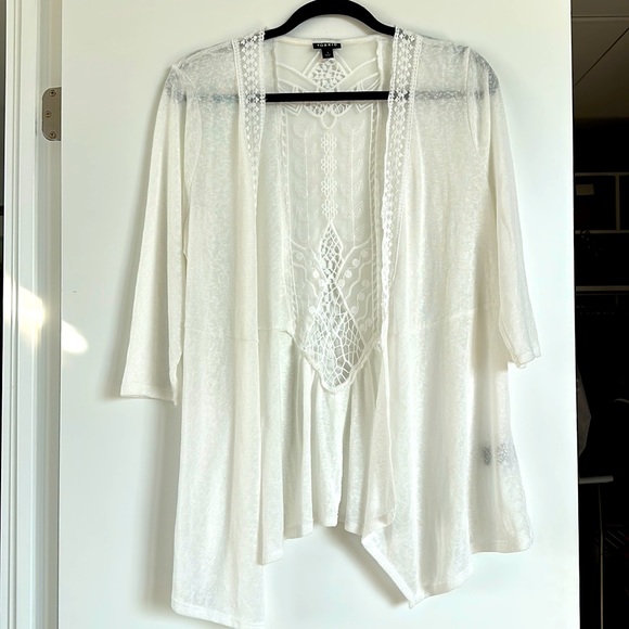 Torrid 3/4 Slub Embroidered Lace Back Sweater - Picture 3 of 9